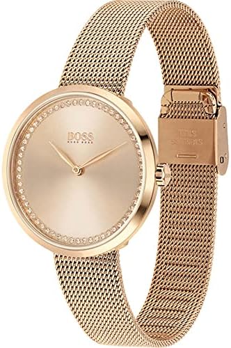 Hugo Boss Quartz Carnation Gold Coloured Stainless Steel Mesh Bracelet Ladies Watch - 1502548