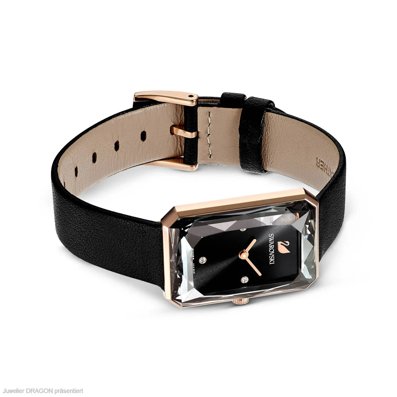 Swarovski Uptown Black Dial Black Leather Strap Ladies Watch - 5547710