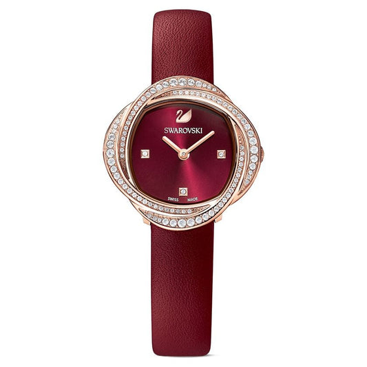 Swarovski Crystal Flower Red Dial Ladies Watch - 5552780