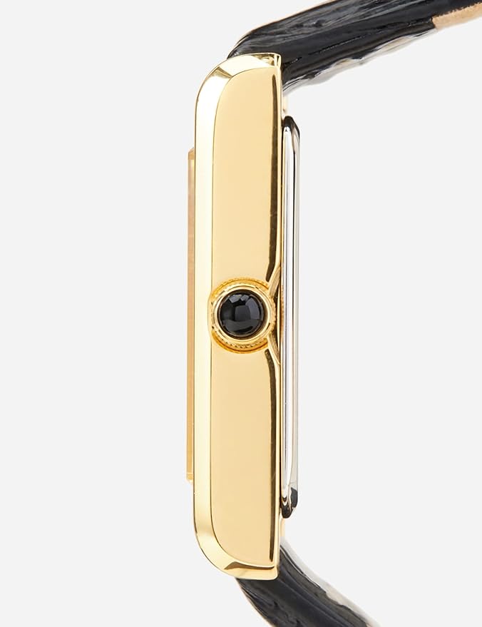 Seiko Tank White Dial Black Leather Strap Ladies Watch - SWR054P1