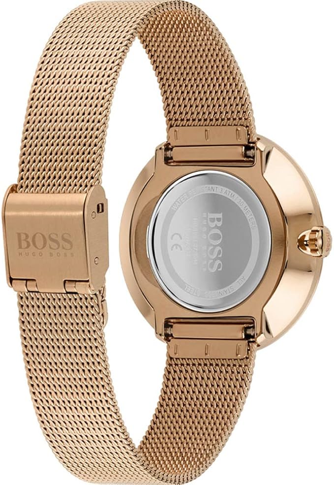 Hugo Boss Quartz Carnation Gold Coloured Stainless Steel Mesh Bracelet Ladies Watch - 1502548