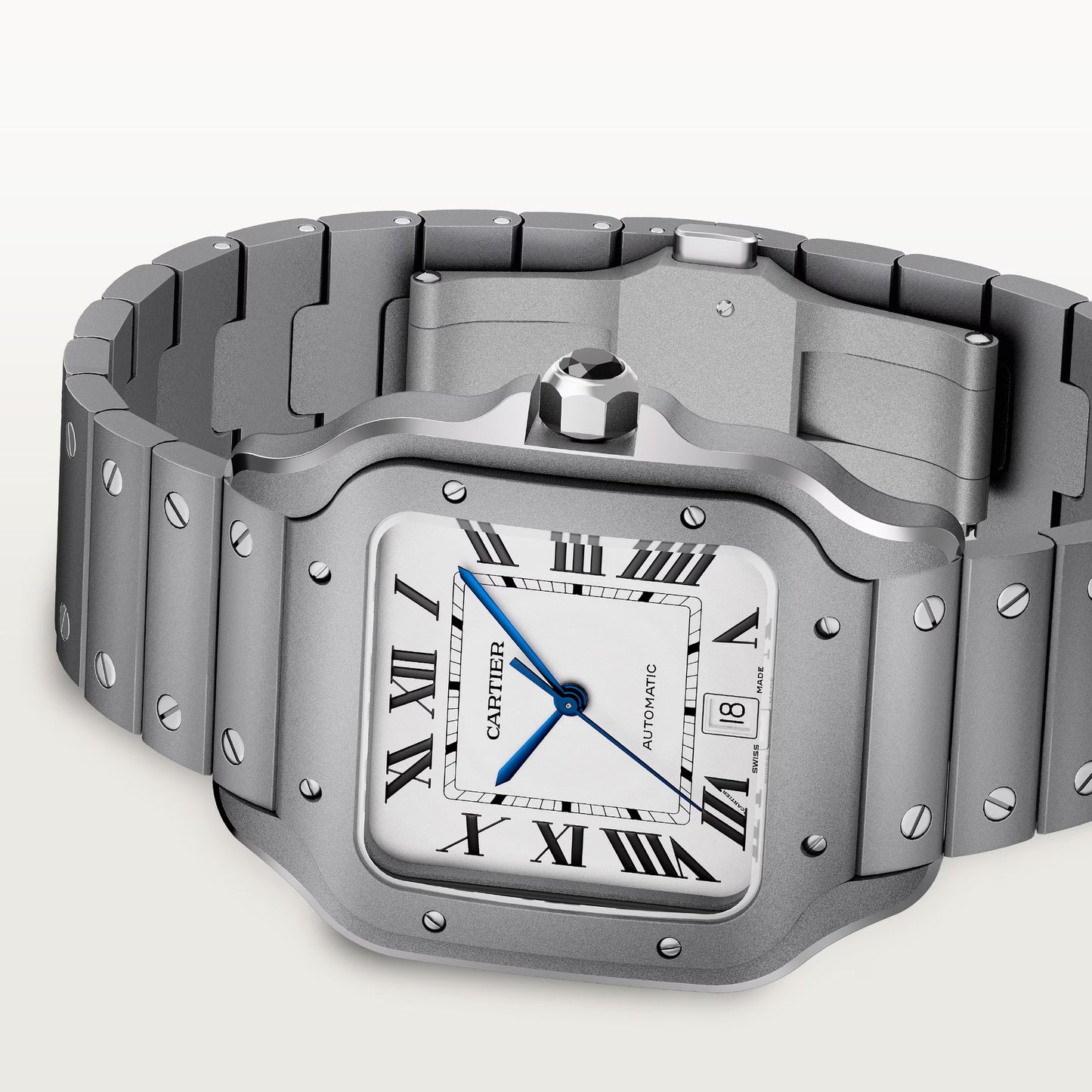 Cartier Santos de Cartier Large Titanium White Dial Men's Watch - WSSA0089