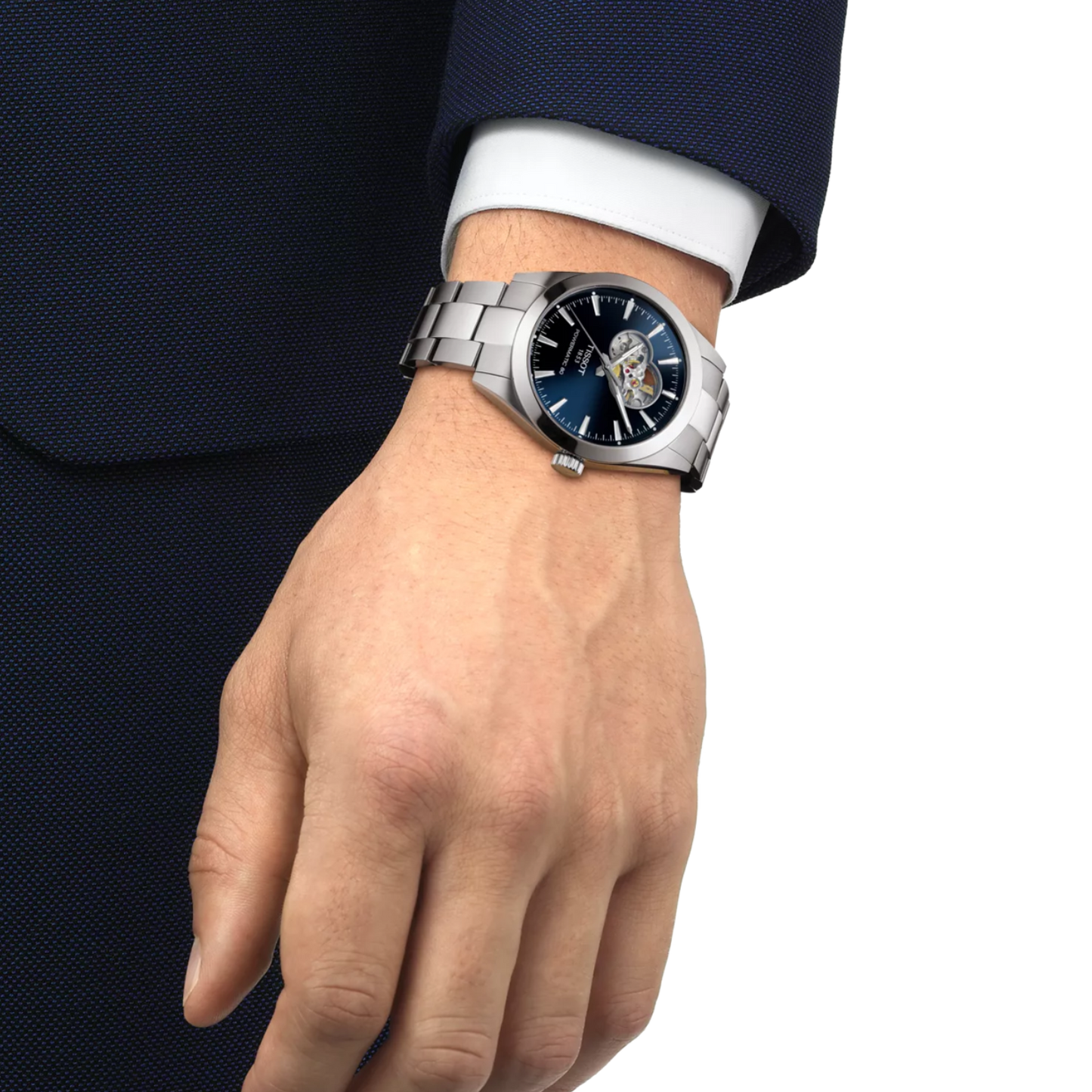 Tissot Gentleman Powermatic 80 Open Heart Blue Dial Men's Watch - T127.407.11.041.01