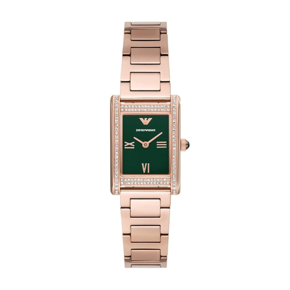 Emporio Armani Green Dial Rose Gold-Tone Ladies Watch - AR11641