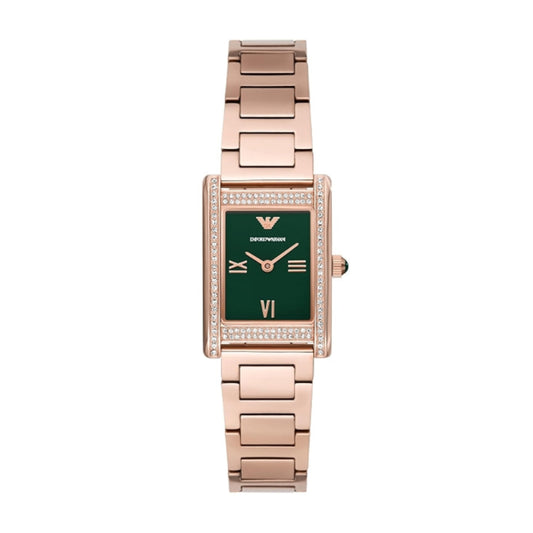Emporio Armani Green Dial Rose Gold-Tone Ladies Watch - AR11641