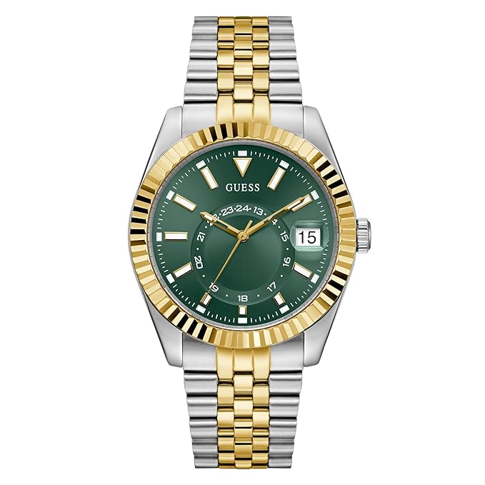 GUESS Green Dial 2-Tone Multi-function Date Men's Watch - GW0977G4