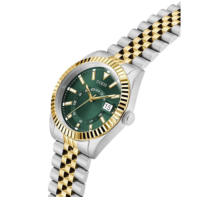 GUESS Green Dial 2-Tone Multi-function Date Men's Watch - GW0977G4