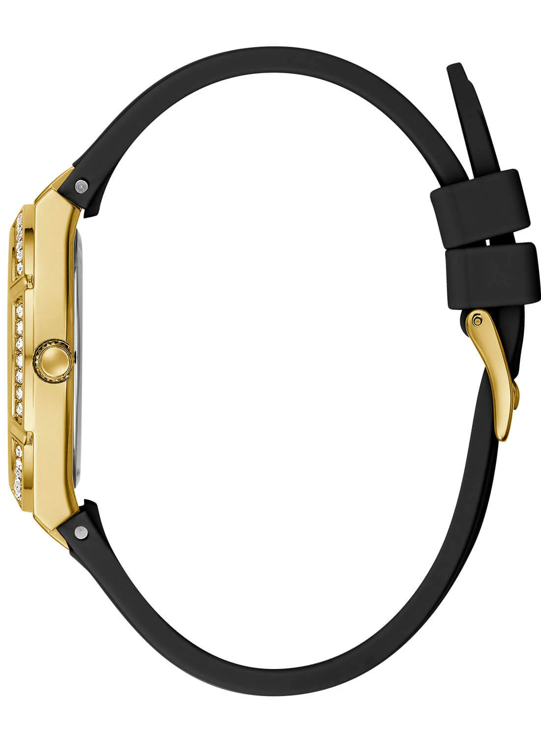 Guess Black Rubber Strap Gold glitz cosmo Ladies Watch- GW0034L1