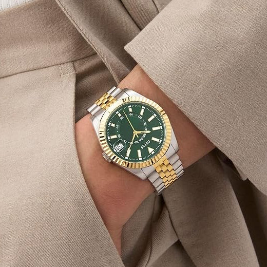 GUESS Green Dial 2-Tone Multi-function Date Men's Watch - GW0977G4