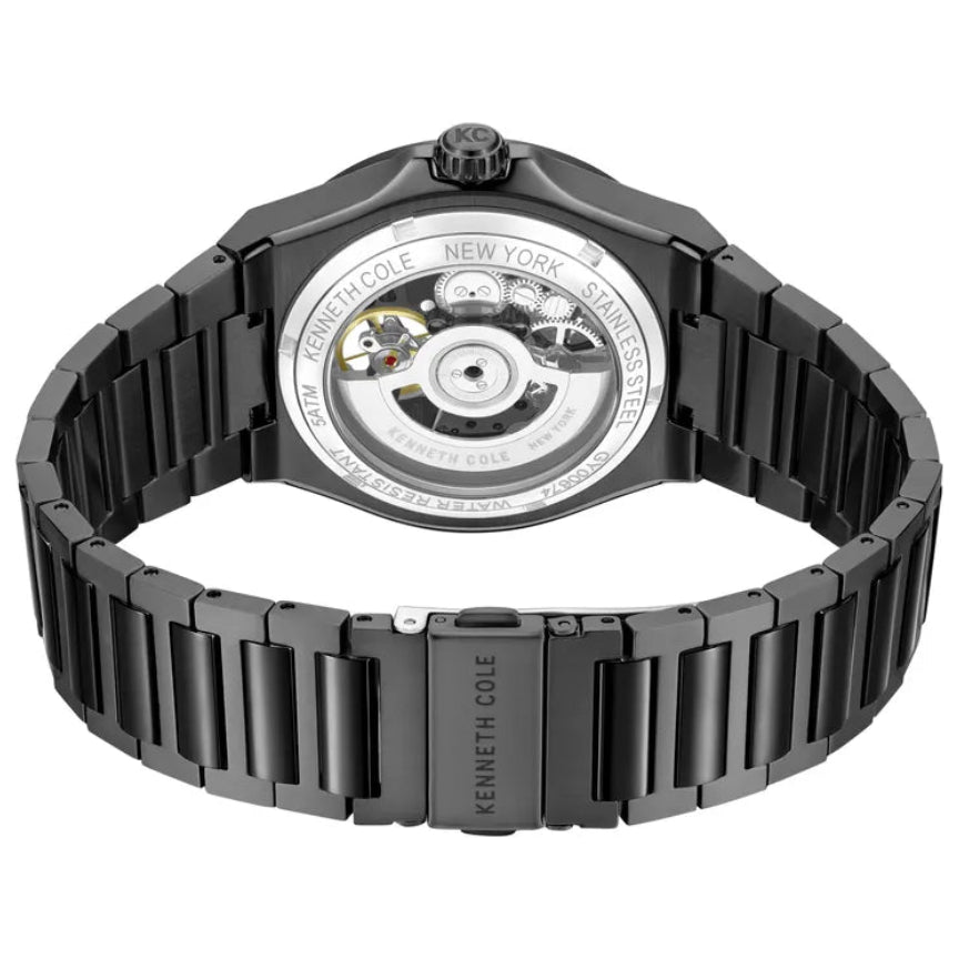 KENNETH COLE Automatic Black Dial Open Heart Men's Watch - KCWGY0067405
