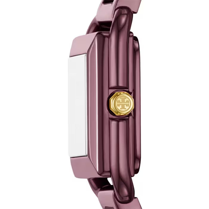 Tory Burch Women's The Kira Square Purple Stainless Steel Bracelet Watch - TBW6024