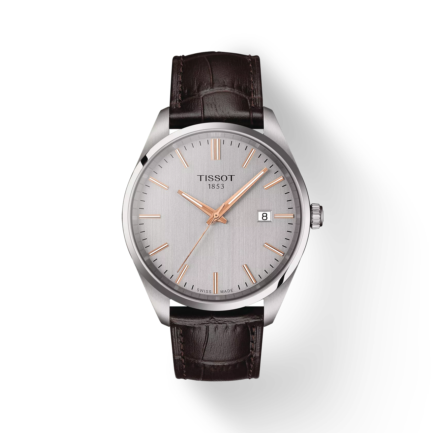 Tissot PR 100 Silver Dial Brown Leather Strap Men's Watch - T150.410.16.031.00