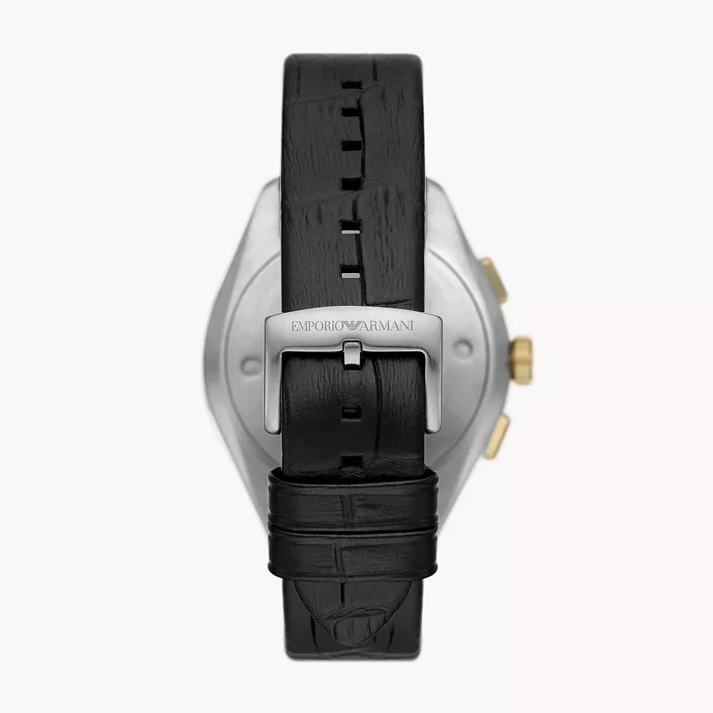 Emporio Armani chronograph black leather men's watch-AR11498