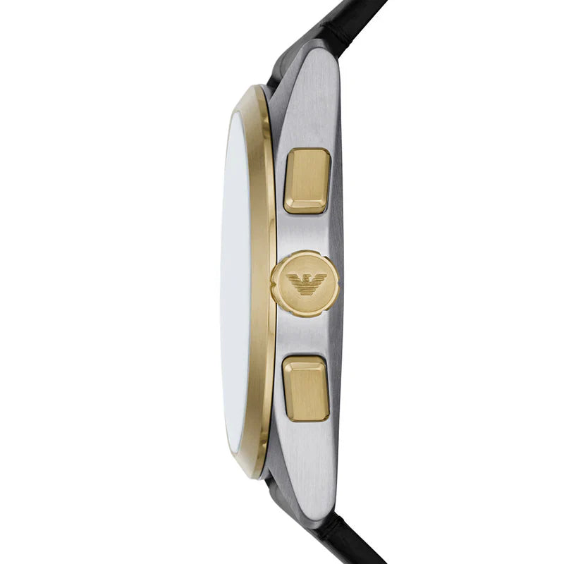 Emporio Armani chronograph black leather men's watch-AR11498