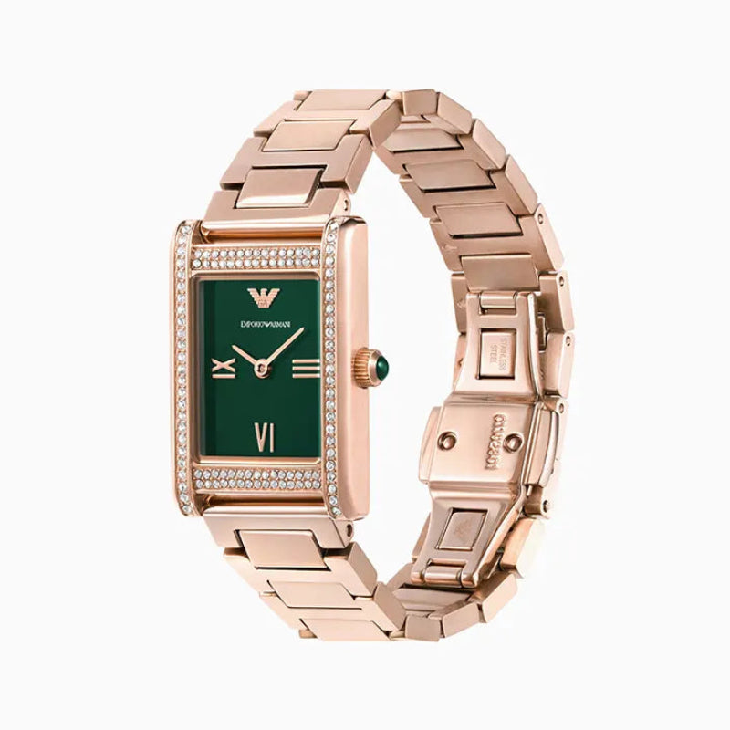 Emporio Armani Green Dial Rose Gold-Tone Ladies Watch - AR11641