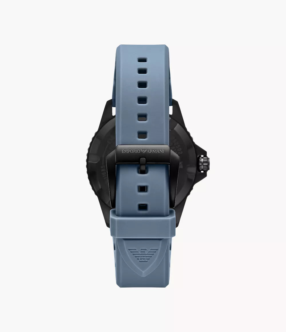 Emporio Armani Blue Dial World Explorer Silicone Strap Men's Watch - AR11685