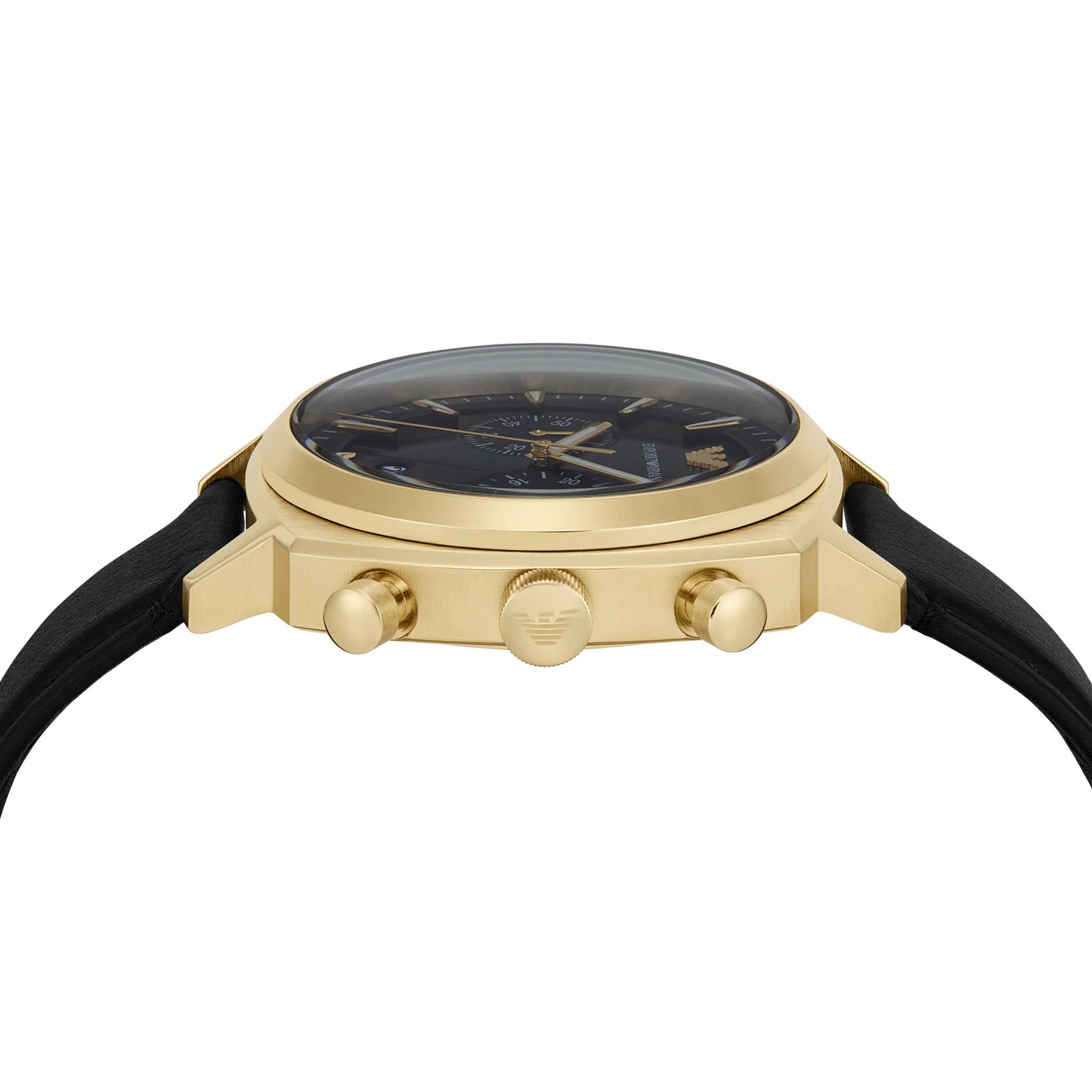 Emporio Armani Black Dial Leather Strap Men's Watch - AR11690