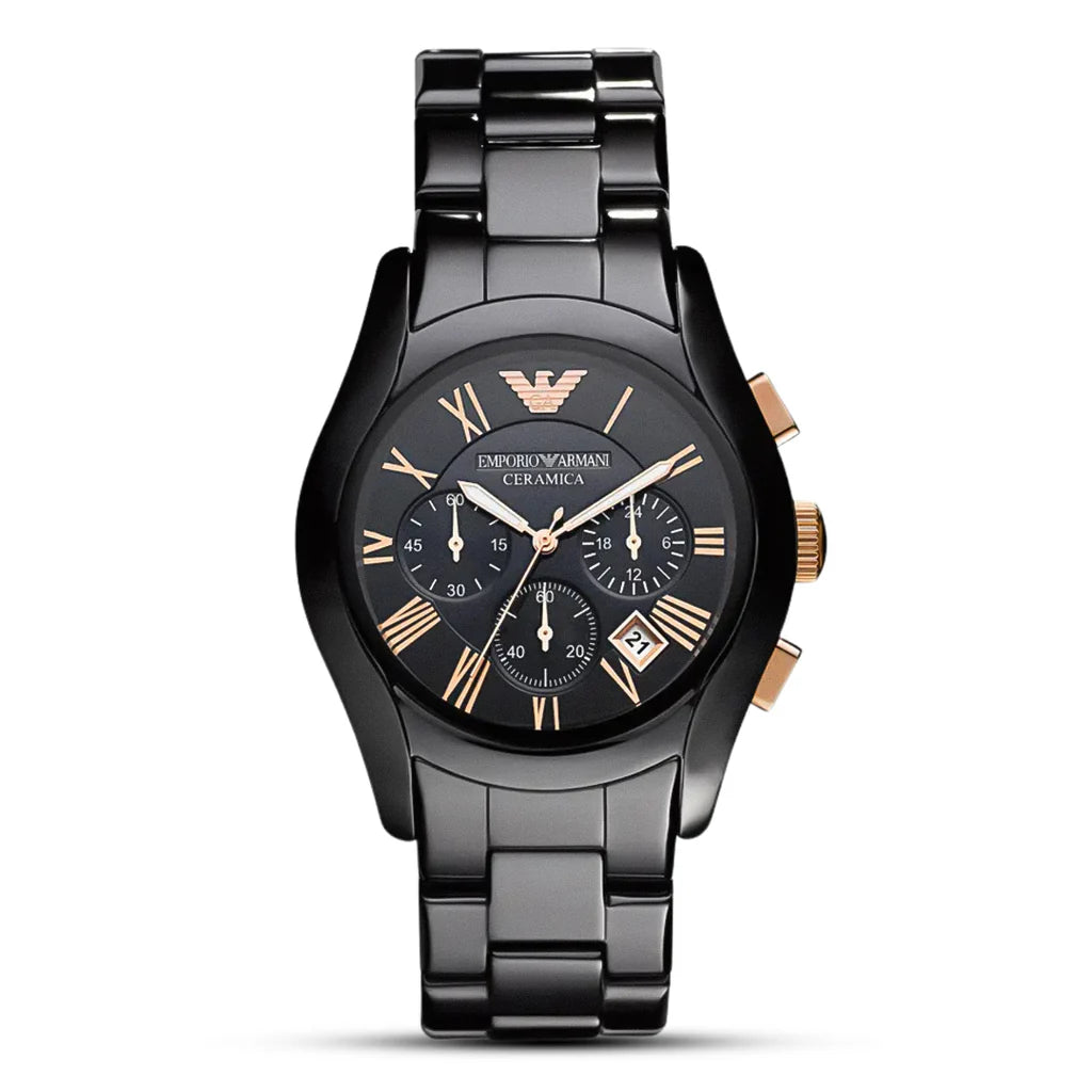 Emporio Armani Ceramic Black Dial Men's Chronograph Watch- AR1410