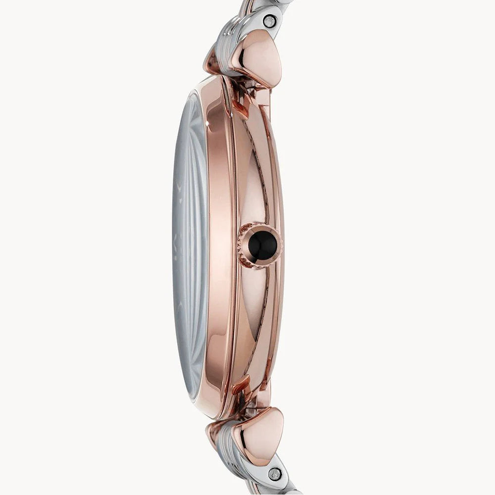 Emporio Armani Gianni T Bar Grey Dial Two Tone Ladies Watch - AR1725