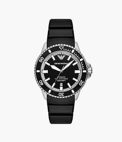 Emporio Armani Sea Explorer Automatic Black Silicone Men's Watch-AR60078