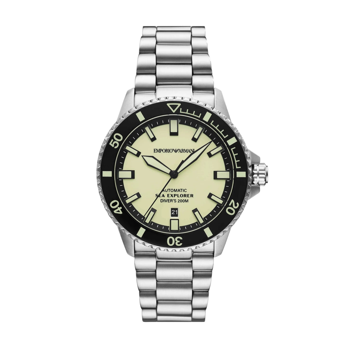 Emporio Armani Silver Full Lume Dial Men's Automatic Watch- AR60083