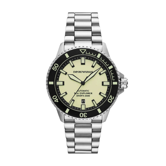Emporio Armani Silver Full Lume Dial Men's Automatic Watch- AR60083