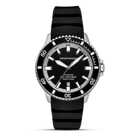 Emporio Armani Black Dial Automatic Movement Diver's Men's Watch - AR60086