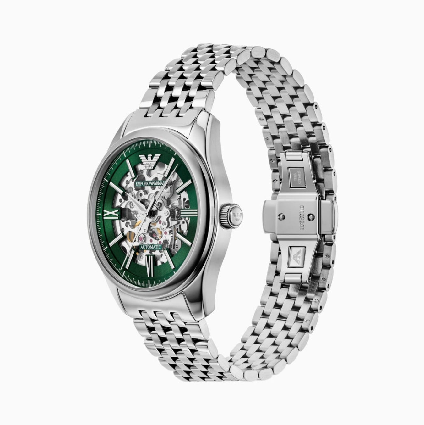 Emporio Armani Skeleton Automatic Green Dial Men's Watch - AR60091
