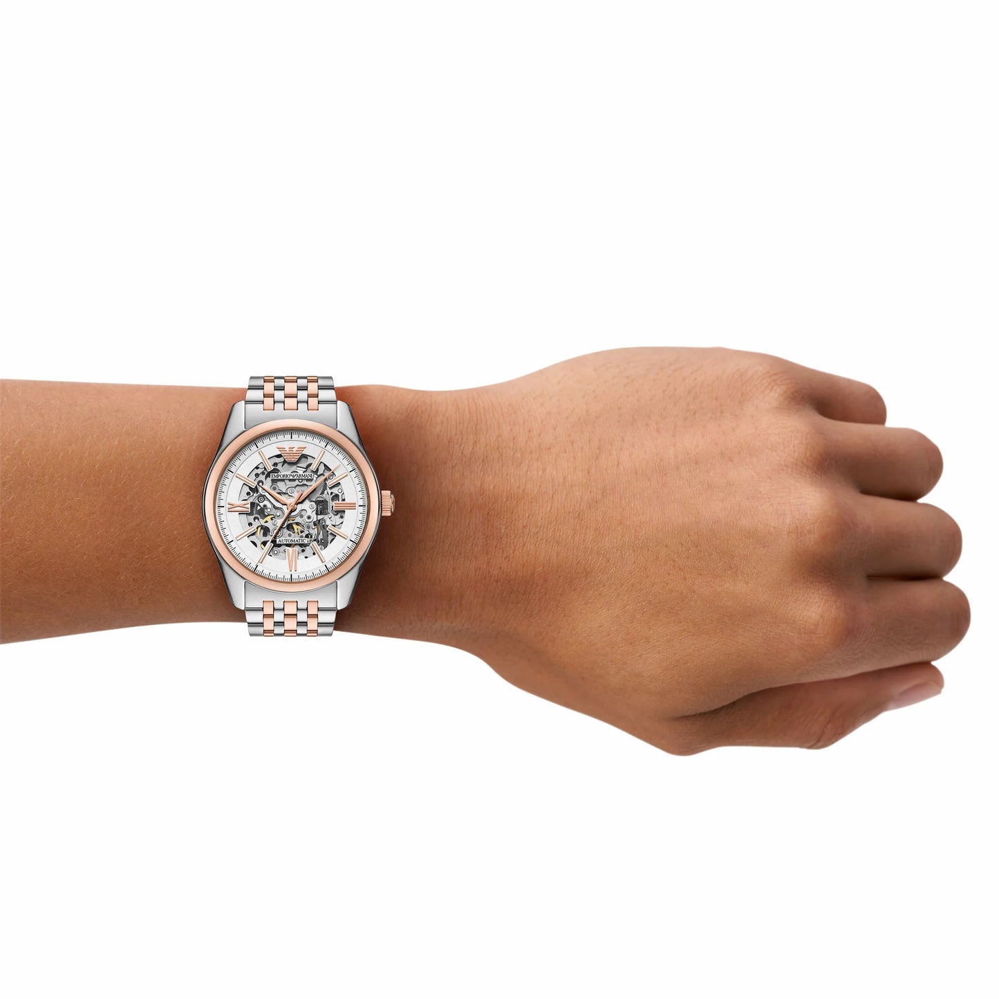 Emporio Armani Skeleton Automatic White Dial Men's Watch - AR60092