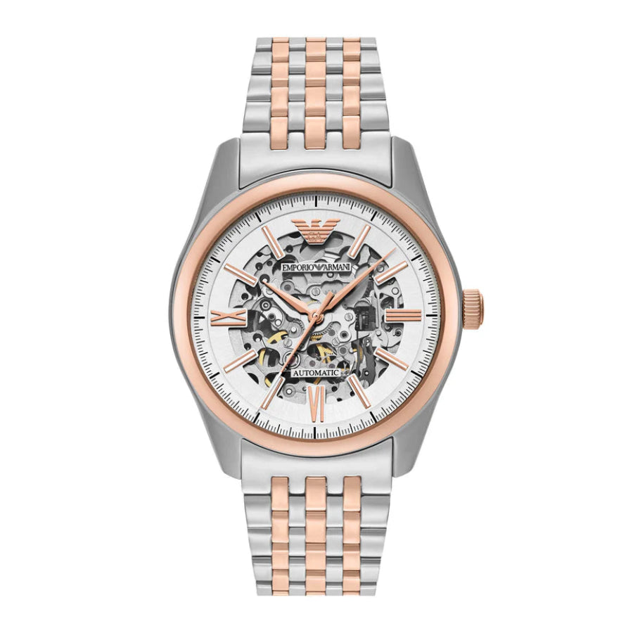 Emporio Armani Skeleton Automatic White Dial Men's Watch - AR60092