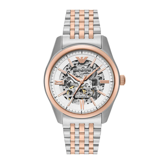 Emporio Armani Skeleton Automatic White Dial Men's Watch - AR60092