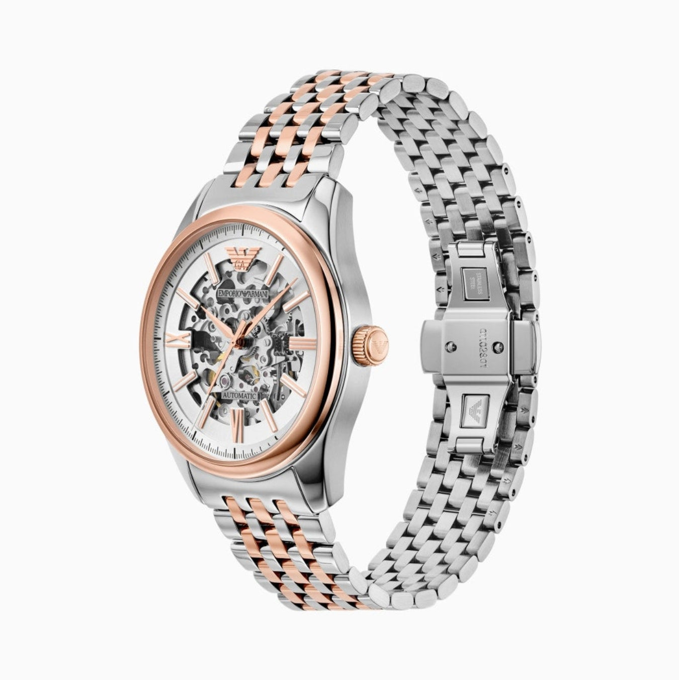 Emporio Armani Skeleton Automatic White Dial Men's Watch - AR60092