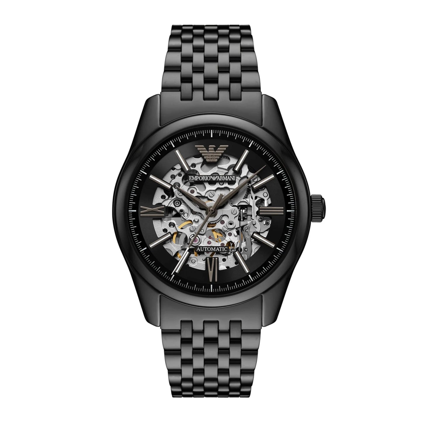 Emporio Armani Skeleton Automatic Black Dial Men's Watch - AR60093
