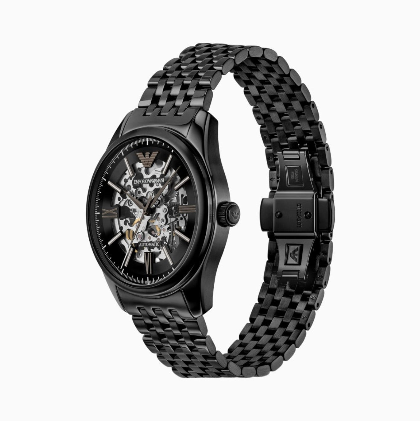 Emporio Armani Skeleton Automatic Black Dial Men's Watch - AR60093