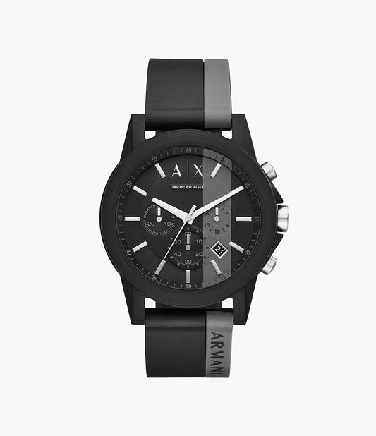 Armani Exchange Two tone Silicone Strap Men's Chronograph Watch-AX1331