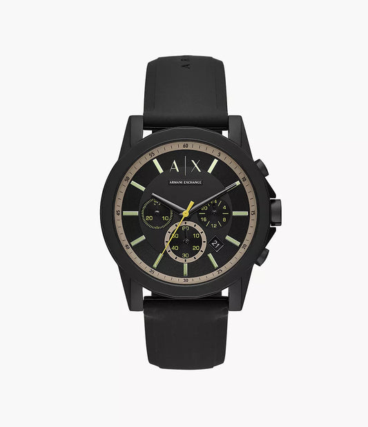 Armani Exchange Black Silicone Strap Men's Chronograph Watch- AX1343