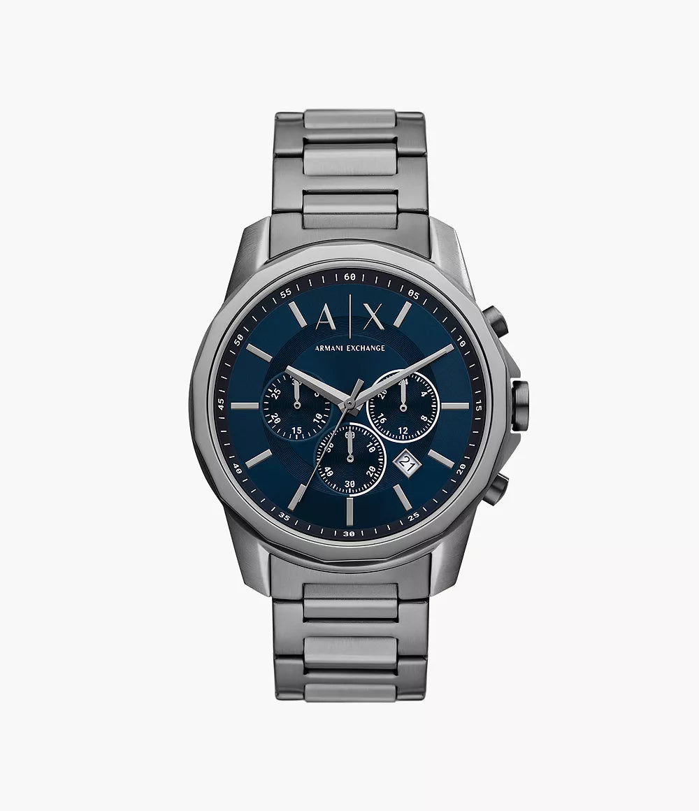 Armani Exchange Gunmetal Blue Dial Men's Chronograph Watch- AX1731