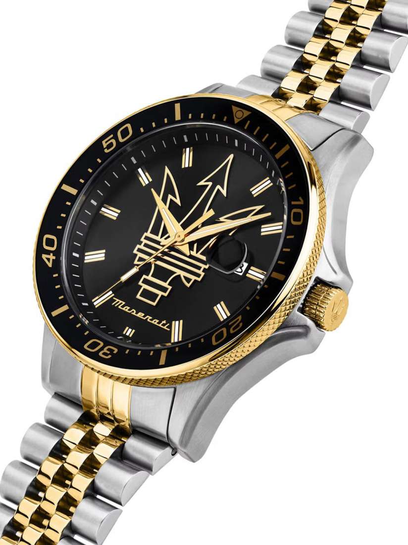 Maserati Successo Black Dial Silver with gold tone accents Men's Watch - R885314009