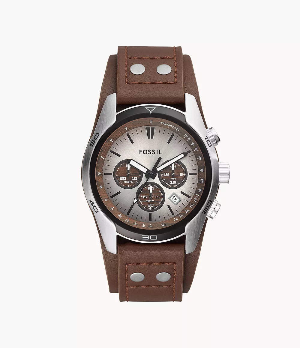 Fossil Coachman Leather Strap Men's Chronograph Watch- CH2565