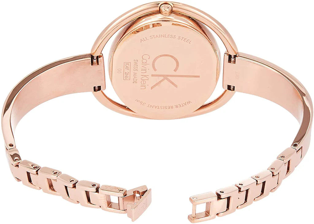 Calvin Klein Impetuos White Dial Rose Gold Steel Strap Ladies Watch - K4F2N616