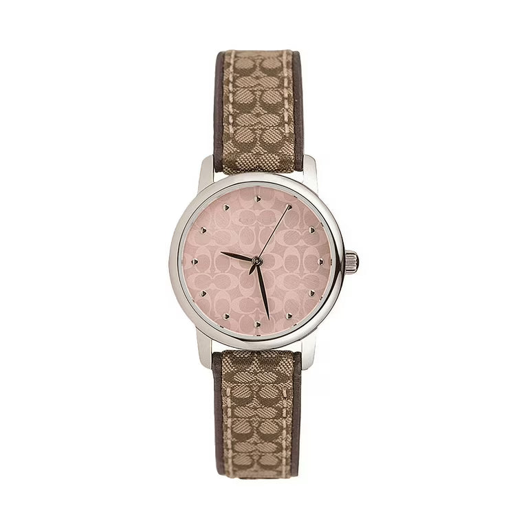 Coach Pink Dial Leather Strap Ladies Watch - 14503399