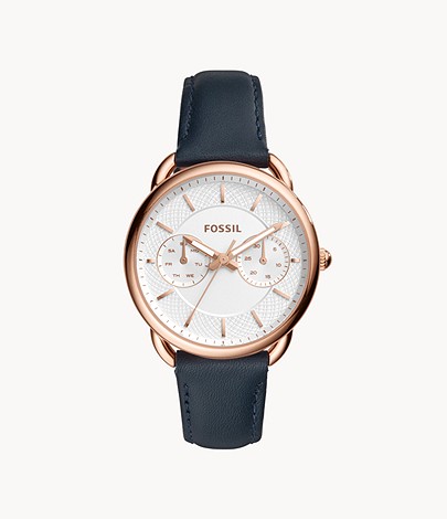 Fossil Rose Gold Leather Strap White Dial Ladies Watch- ES4260