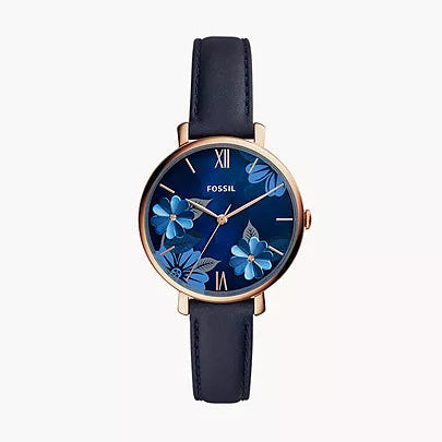 Fossil Blue Dial Leather Strap Ladies Watch - ES4673