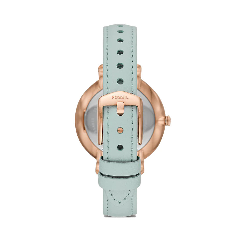 Fossil Green Dial Leather Strap Ladies Watch - ES4813