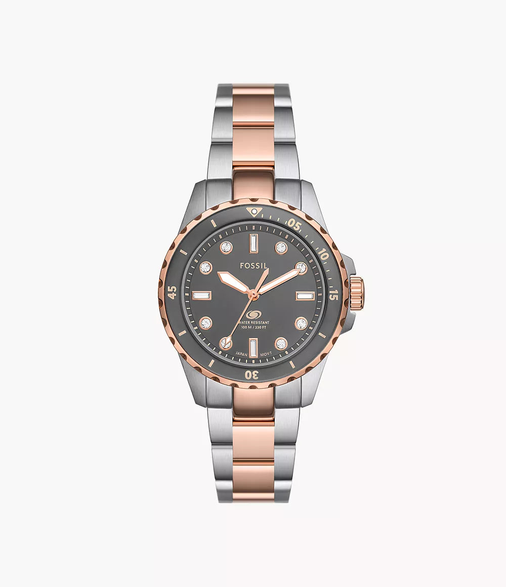 Fossil Blue Dive Three-Hand Two-Tone Stainless Steel Ladies Watch- ES5348