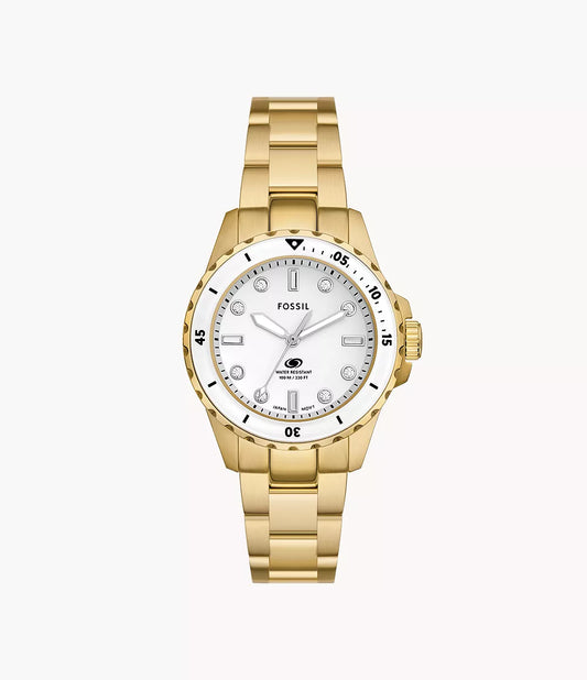 Fossil Blue Dive Three-Hand Gold-Tone Stainless Steel Ladies Watch- ES5350