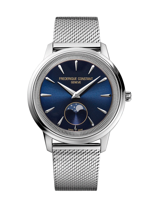 Frederique Constant Classics Moneta Moonphase Blue Dial 37mm Men's Watch - FC-206N3S6B