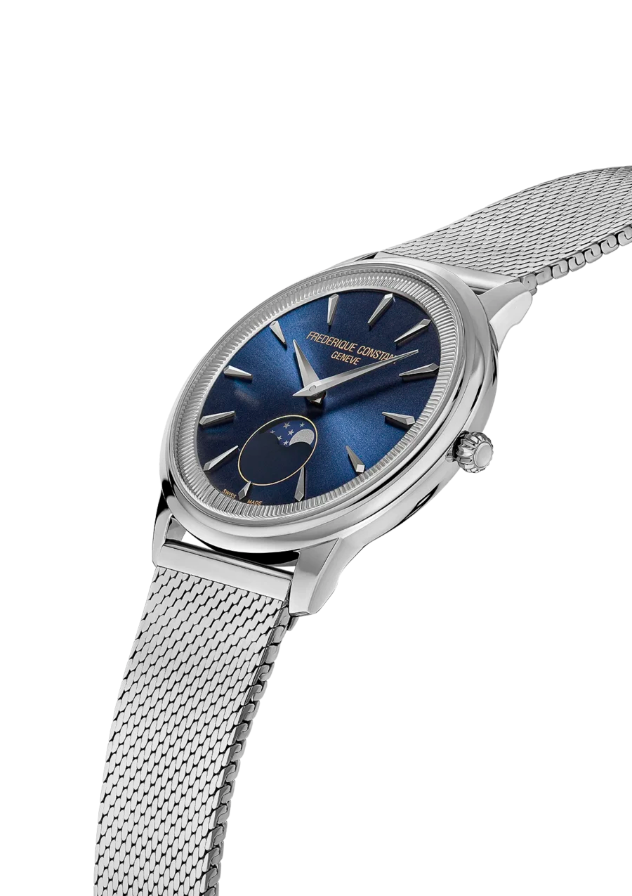 Frederique Constant Classics Moneta Moonphase Blue Dial 37mm Men's Watch - FC-206N3S6B
