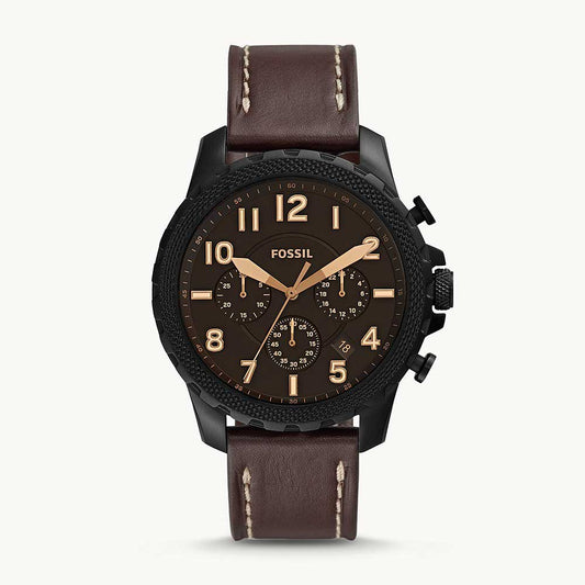 Fossil Bowman Black dial leather strap Men's Chronograph watch- FS5601