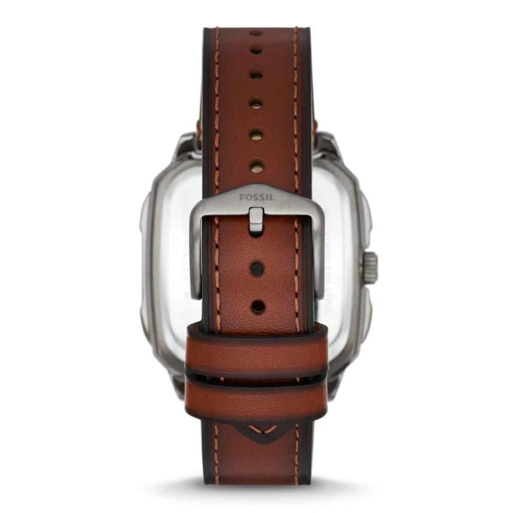 Fossil Inscription Black Dial Brown Strap Men's Watch - FS5934